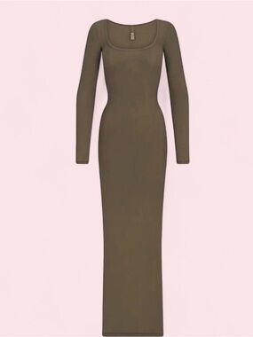 SKIMS | Dresses | Skims Fits Everybody Long Sleeve Maxi Dress Rust Copper Orange Medium Bodycon
